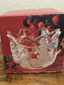 MIKASA, Frosted "Christmas Story" Crystal Votive/Tea Light, Glass Candle Holder - Picture 1 of 8