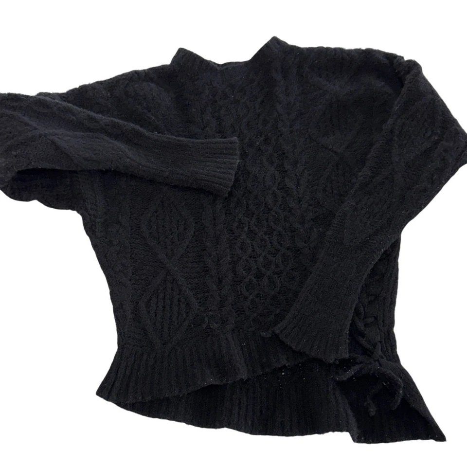 Suéter NSF para mujer talla P X pequeño-XX pequeño negro Skyla cable tejido corbata de lana Foto 1 de 4