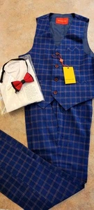 Marvelous Kids Royal blue 4 pc vest, pants suit with bowtie & shirt Easter Best - Picture 1 of 5