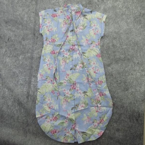 Tommy Bahama Orchid Dream Shirt Dress Womens Small Surf Blue Linen Floral Pocket - Picture 1 of 15