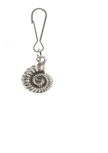 wa Ammonite Fossil English Pewter Emblem on a Zip Puller - Picture 1 of 1
