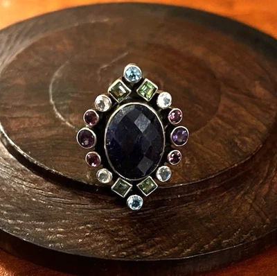 Anillo Nicky Butler 925 Lapislázuli Esterlina Multi Piedras Preciosas Talla 8 RAJ Edición Limitada 11g Foto 1 de 4