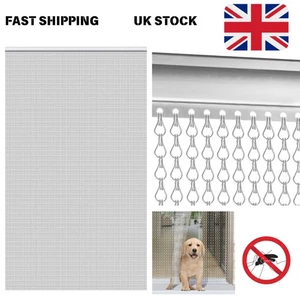 Heavy Duty Aluminium Fly Screen Door Metal Chain Curtain 214x90cm Pest Control - Picture 1 of 13