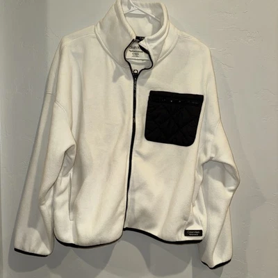 Chaqueta Calvin Klein blanca polar cremallera completa para mujer XL gris rendimiento seco Foto 1 de 4