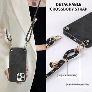 For iPhone Samsung Huawei Google Crossbody Strap Retro Case Fashion Phone Cover - Picture 1 of 13