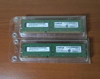 NEW 4GB (2x 2GB) Crucial 256Mx64 RAM CT25664BD1339.8FMR DDR3 - Image 1 of 4