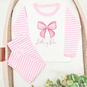 Personalised Pink Bow Birthday Pyjamas - Picture 1 of 5