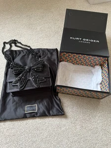 Kurt Geiger Small Shoreditch Drench Black Bow Bag - Brand New - Picture 1 of 17