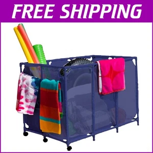 Durable Mesh Rolling Storage Bin for Pool Toys, Floats & Balls - 6 Compartments - Picture 1 of 11