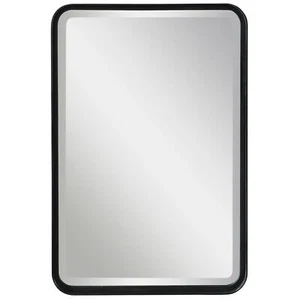Minimalistischer rustikaler schwarzer Metall-Wandspiegel | 30" dünner Rahmen geschwungene Kante Waschtisch - Bild 1 von 7
