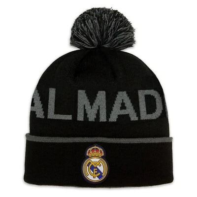 2024 Real Madrid C.F. Official Licensed Soccer Beanie - Black with Silver Print - Image 1 of 4