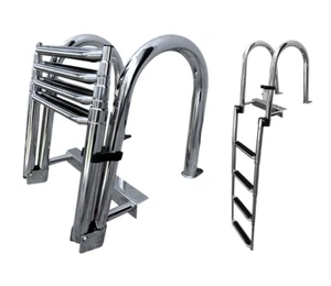 Pactrade Marine Boat SS304 Telescoping 4 Step Inboard Swimming Pool Dock Ladder - Picture 1 of 5