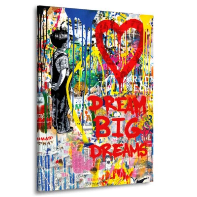 Leinwand Bild Banksy Big Dream Graffiti Street Art Wand Bilder Wanddeko Pop - Bild 1 von 4