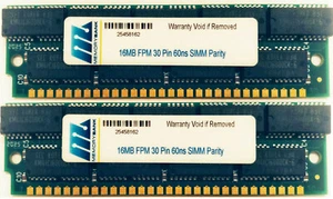 32MB (2 X 16MB) FPM PARITY 60NS SIMM 30-PIN 5V 16X9 MEMORY RAM - Picture 1 of 3