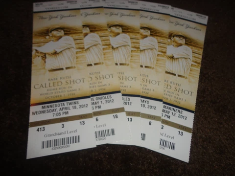 YANKEES 2012 TICKET STUB PICK A DATE COVER:  BABE RUTH~SGA Cover