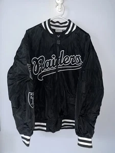 Raiders Bomber Jacket M Black Authentic Team Apparel NFL Football - Picture 1 of 11