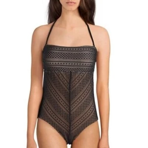 Alex Marie Crochet Tummy Control Bandeau Black w/ nude lining Medium New - Picture 1 of 7