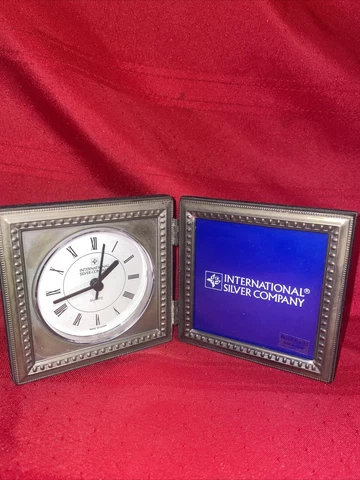 Vintage international silver company double frame with clock - works Silver Plat Cover