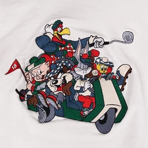 Vintage Looney Tunes Sweatshirt XL Golf Sweater Bugs Bunny Foghorn Leghorn Taz - Picture 1 of 17