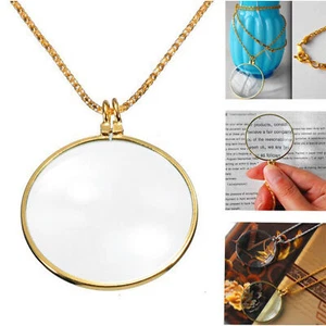 Magnifying Glass Necklace 5x Monocle Magnifier with Long Zinc alloy Chain - Picture 1 of 14