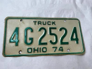 OHIO TRUCK LICENSE PLATE 1974 GREEN LETTERS 4G2524 VGC - Picture 1 of 1