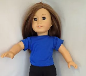 Camiseta Royal Blue de manga corta se adapta a muñecas American Girl y Logan de 18" niño - Imagen 1 de 1