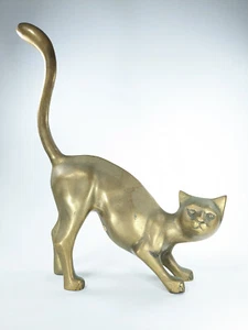 Massive Messing Katze Figur Siam Vintage MCM große kurze Haare 15" hoch langer Schwanz - Bild 1 von 8