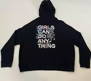 ZADIG & VOLTAIRE Women's L Mona Girls Can Do Anything Embroidered Hoodie Black - Picture 1 of 11