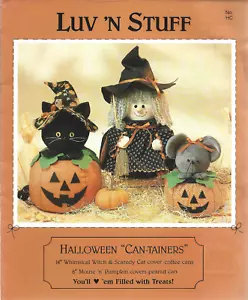 Luv N Stuff Craft Pattern-HALLOWEEN CAN-TAINERS-14" Whimsical Witch-Cat-8" Mouse - Picture 1 of 1