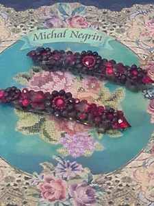Michal Negrin Paar Haarbrosche Clip Barrette handgefertigte Swarovski Kristalle - 3,5" - Bild 1 von 5