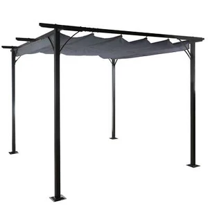 Pergola MCW-C42, Garten Pavillon, 6cm-Gestell + Schiebedach 3,5x3,5m grau - Bild 1 von 7