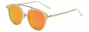 86046 C5 RUNDE MODISCHE KATZE SONNENBRILLE METALL GOLDFARBENES GESTELL LILA VERSPIEGELTE GLÄSER - Bild 1 von 3