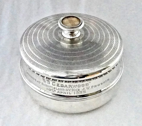 626.3gm Sterling Silver Ship Launch Bowl Trophy. SS Cedarwood, Burntisland, 1933 Cover