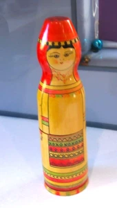 Alte russische sowjetische UdSSR Matroschka Holz Flaschenhalter / Nistpuppe  - Bild 1 von 4