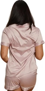 Women Silk Satin Pajamas Set Short Sleeve Button-Down Sleepwear Loungewear Charm - Picture 1 of 36