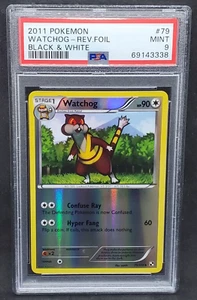 Pokemon PSA 9 MINT Watchog 79/114 Black & White Reverse Holofoil 2011 s#3338 - Picture 1 of 2