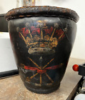 Antique Leather Fire Bucket _ Bucket Brigade with Crown Seal