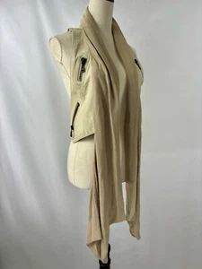 We Love Leather Doma Vest Cream Small Scarf Neck Zipper Accents - Picture 1 of 15
