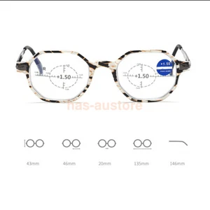 Round Reading Glasses Progressive Multifocus Anti Blue Light Presbyopia - Picture 1 of 25