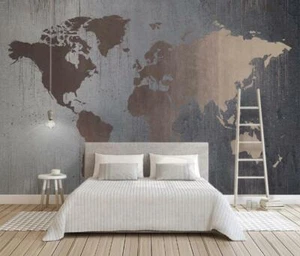 3D Black Map ZHU9568 Wallpaper Wall Mural Removable Self-adhesive Zoe - Picture 1 of 5