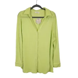 -NWT Jolie & Joy plisse shirt in lime green co-ord Size 1X; - Picture 1 of 6