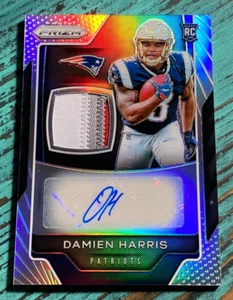 Damien Harris Patriots 2019 Panini Prizm Rookie Patch Auto Silver Prizm RC 46/60 - Bild 1 von 2