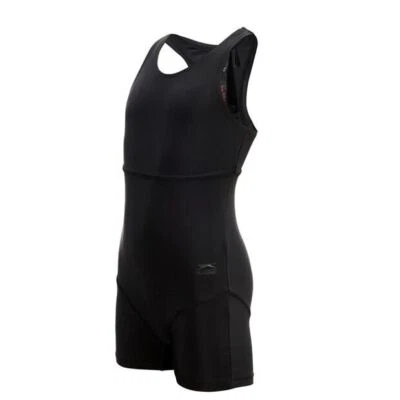 NEW  SLAZENGER WOMENS BLACK SWIM BOYLEG RACER SWIMSUIT ONE PIECE  SIZE 12  (M ) - Image 1 of 2