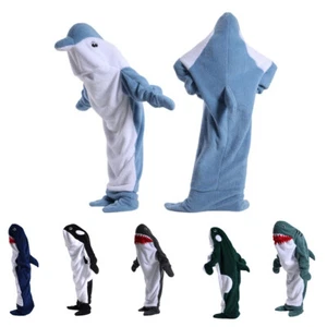 Unisex Shark TV Blanket Flannel Soft Sleeping Bag Jumpsuit Pajamas Fancy Dress - Picture 1 of 24