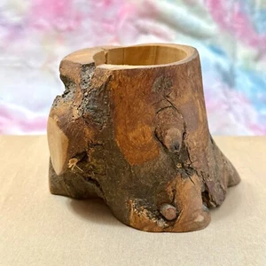 Natural Olive Wood Branch Rustic Votive Candle Holder, Vintage Estate Find - Picture 1 of 8