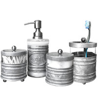 Autumn Alley Glass Galvanized Farmhouse Bathroom Apothecary Jar Set 2 Pieces Ebay