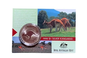 1998 One Dollar 1oz Silver Kangaroo Royal Australian Mint. #02-6 - Picture 1 of 2