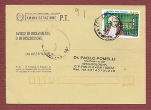 Avviso Ricevuta Ritorno storia postale Repubblica 100 anni Radio L.750 ISOLATO - Foto 1 di 2
