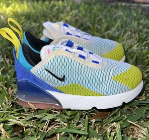 Scarpe sneakers Nike Air Max 270 bambino ragazzo ragazza taglia 8c bianco blu giallo rosa - Foto 1 di 9