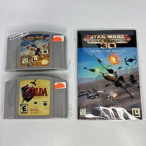 Legend of Zelda: Ocarina of Time Nintendo 64 N64 + Star Wars Rogue Squadron LOT - Picture 1 of 7